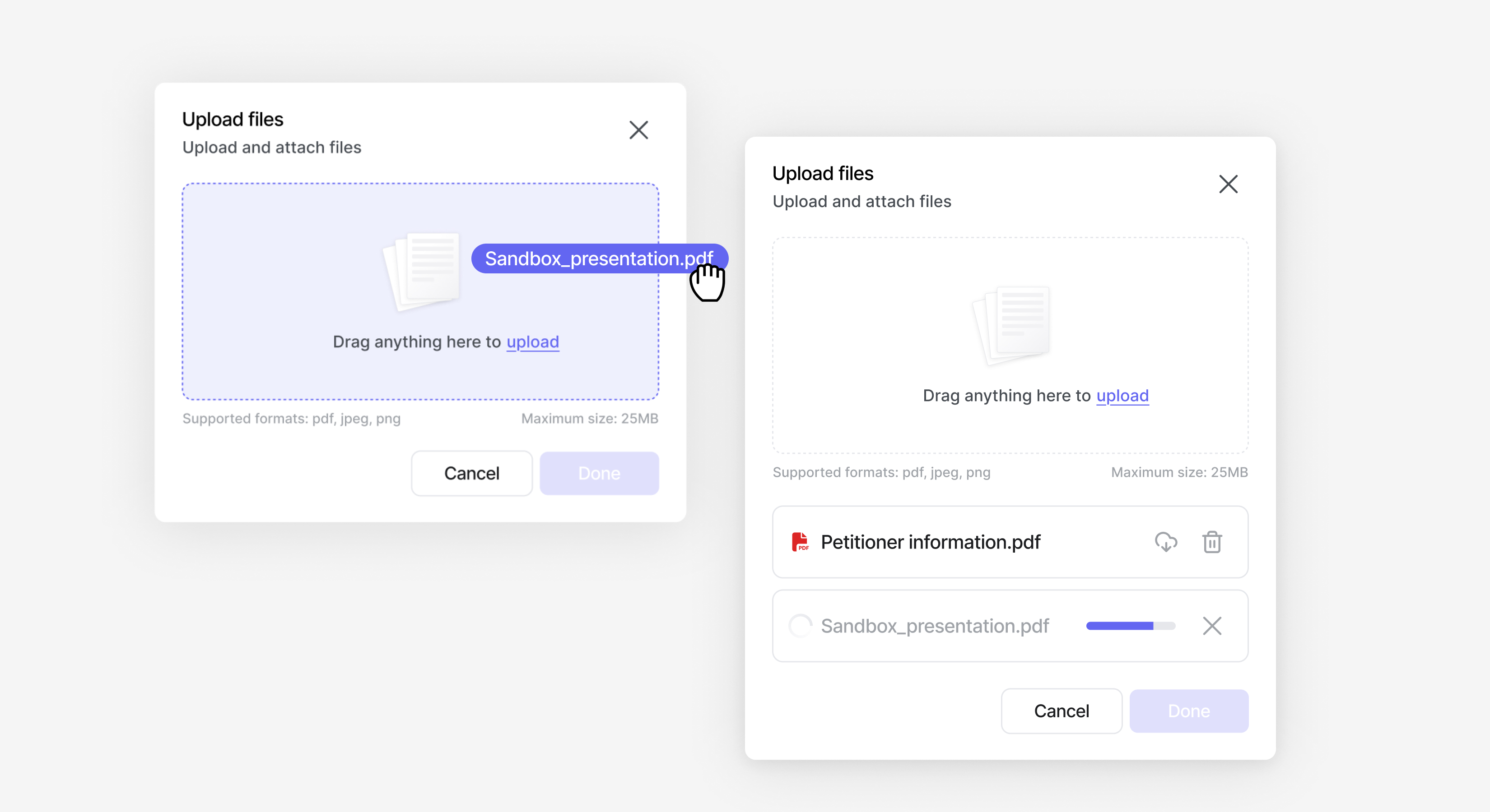 Onect design system screen
